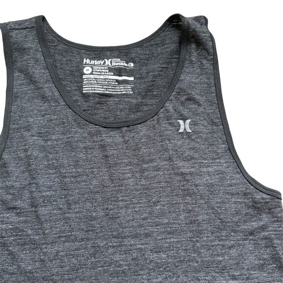 Men's M Hurley Premium Cut Heathered Gray Black Sleeveless Muscle Tank Top Shirt - Picture 2 of 3